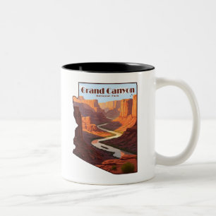 Grand Canyon National Park Arizona Map Two-Tone Coffee Mug
