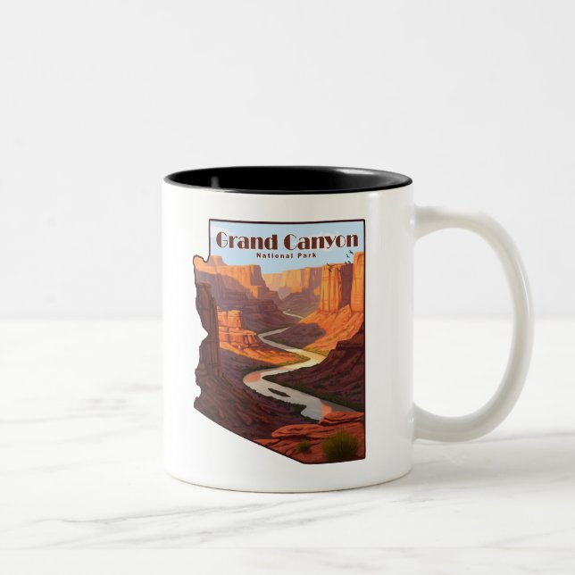 Grand Canyon National Park Arizona Map Two-Tone Coffee Mug (Right)
