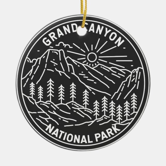 Grand Canyon National Park Arizona Monoline Ceramic Tree Decoration (Front)