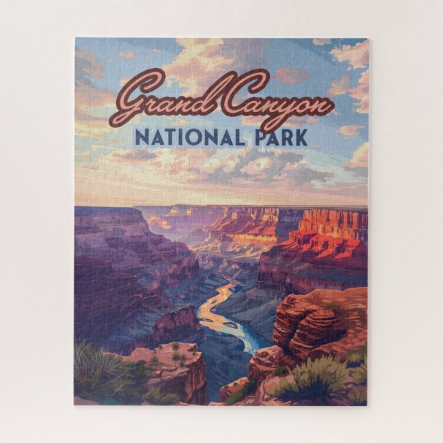 Grand Canyon National Park Arizona Retro Jigsaw Puzzle (Vertical)
