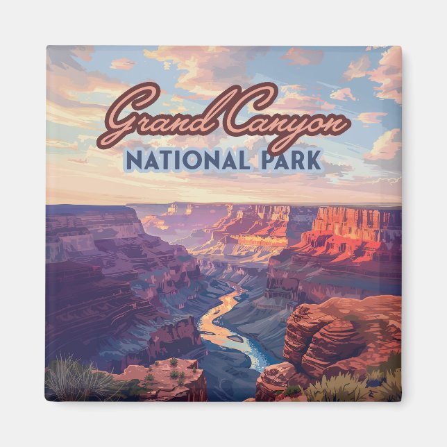 Grand Canyon National Park Arizona Retro Magnet (Front)