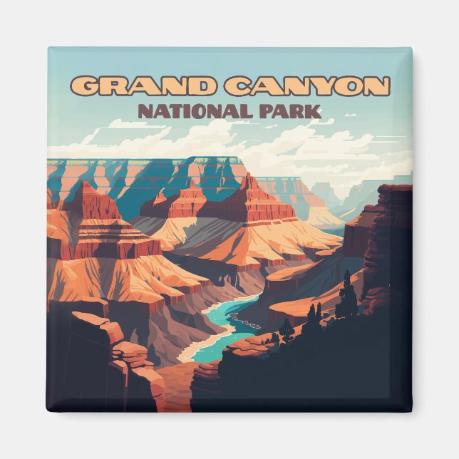 Grand Canyon National Park Arizona Retro Magnet (Front)