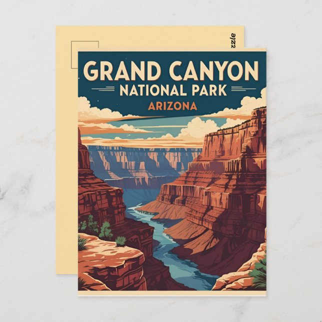 Grand Canyon National Park Arizona Retro Postcard (Front/Back)
