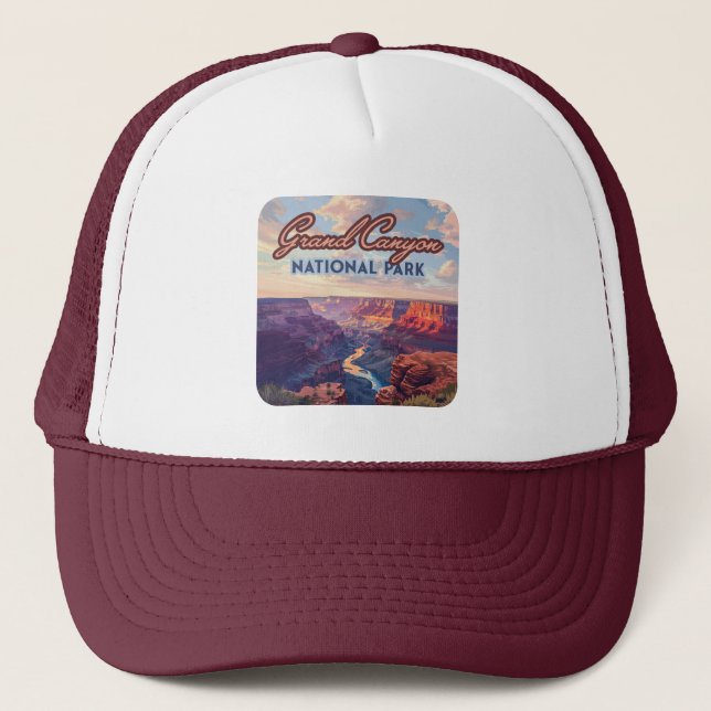 Grand Canyon National Park Arizona Retro Trucker Hat (Front)