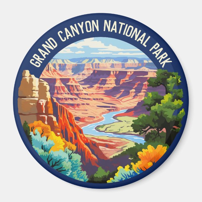 Grand Canyon National Park Arizona Vintage Art Magnet (Front)