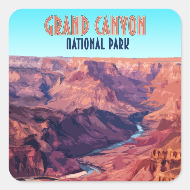Grand Canyon National Park Arizona Vintage Square Sticker (Front)