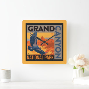 Grand Canyon National Park Condors Square Wall Clock