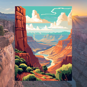 Grand Canyon National Park Illustration Postcard