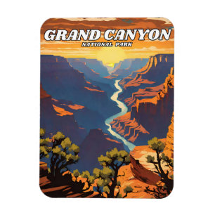Grand Canyon National Park illustration retro Magnet
