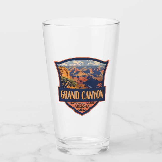 Grand Canyon National Park Illustration Travel Art Glass (Front)