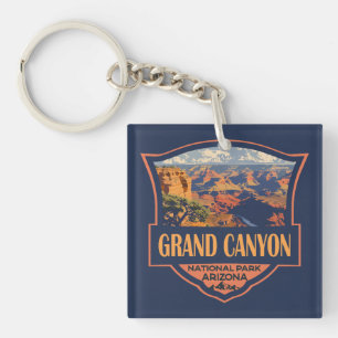 Grand Canyon National Park Illustration Travel Art Key Ring