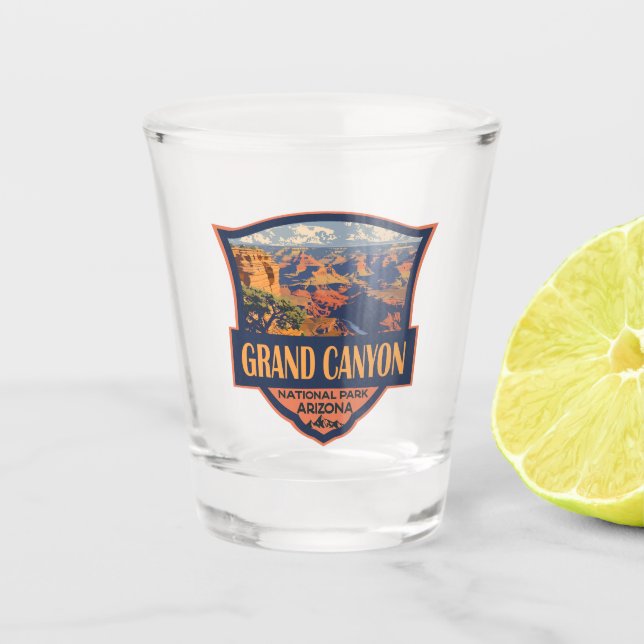 Grand Canyon National Park Illustration Travel Art Shot Glass (Front)