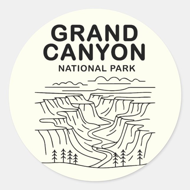 Grand Canyon National Park Line Art Classic Round Sticker (Front)