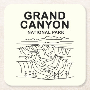 Grand Canyon National Park Line Art Square Paper Coaster