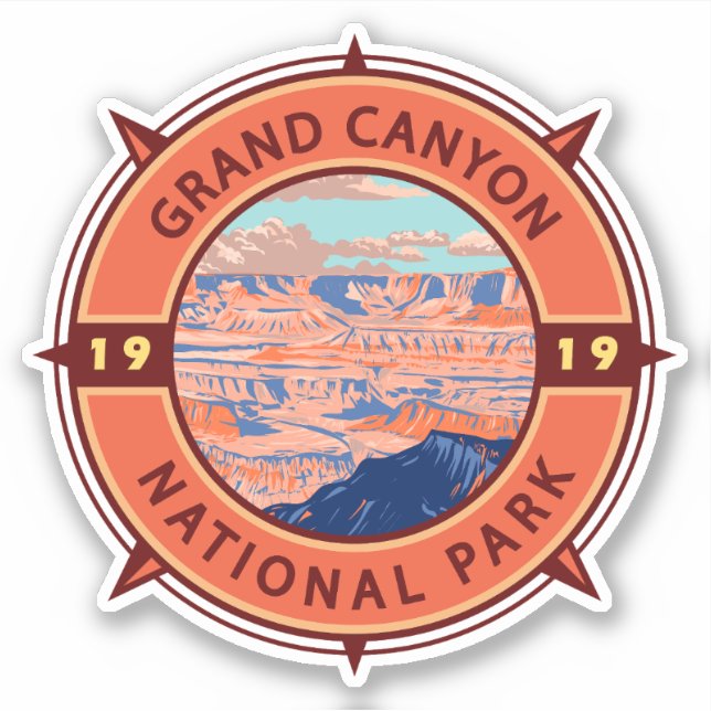 Grand Canyon National Park Retro Compass Emblem (Front)