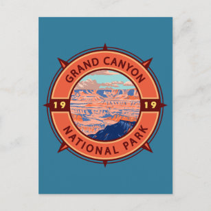 Grand Canyon National Park Retro Compass Emblem Postcard