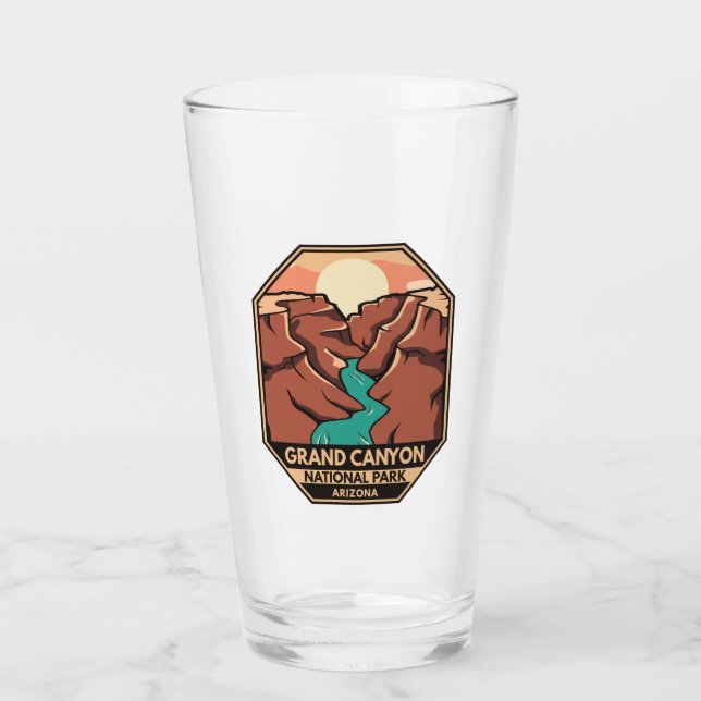 Grand Canyon National Park Retro Emblem Glass (Front)
