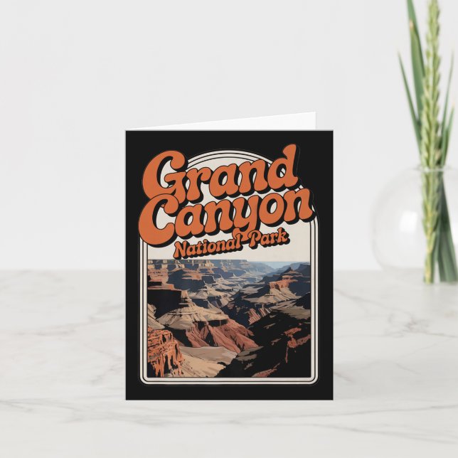 Grand Canyon National Park Retro Hiking Us Nationa Card (Front)