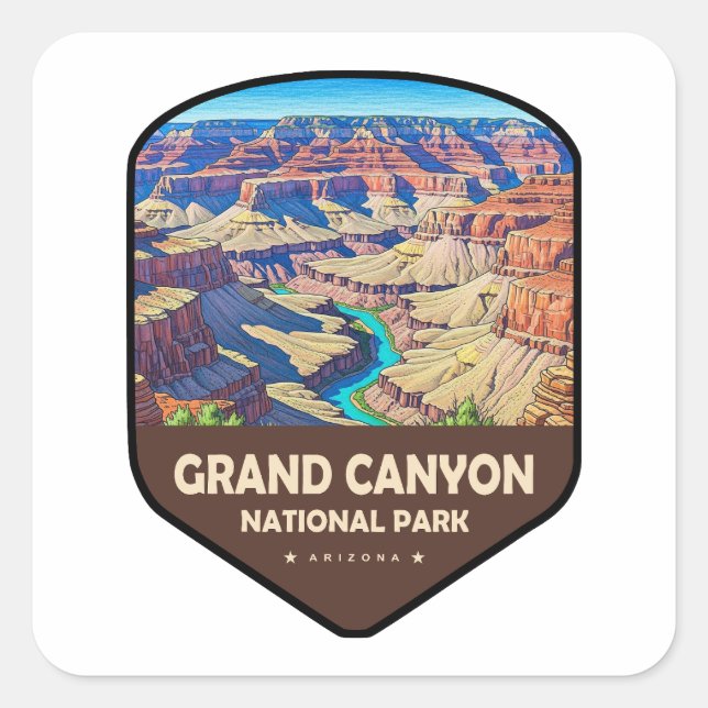 Grand Canyon National Park Shield Square Sticker (Front)