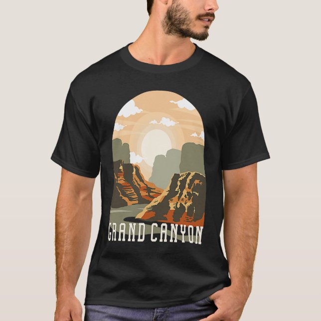 Grand Canyon National Park Skyline Silhouette Outl T-Shirt (Front)