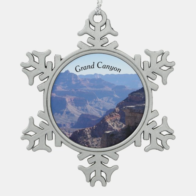 Grand Canyon National Park, South Rim Snowflake Pewter Christmas Ornament (Front)