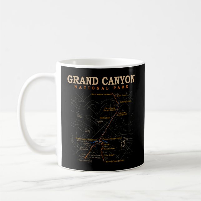 Grand Canyon National Park Trail Map Coffee Mug (Left)
