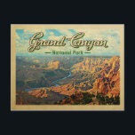 Grand Canyon National Park Vintage Travel Postcard<br><div class="desc">Vintage travel style Grand Canyon National Park image featuring the vast canyons with the Colorado River snaking through and a puffy blue cloud sky.</div>