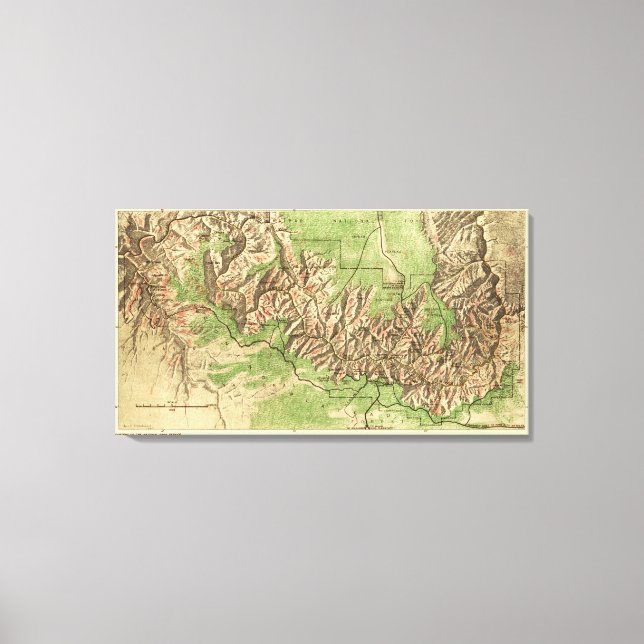 Grand Canyon National ParkPanoramic Map Canvas Print (Front)