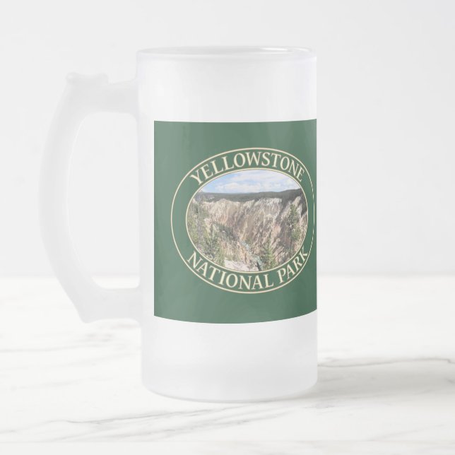 Grand Canyon of the Yellowstone at Yellowstone NP Frosted Glass Beer Mug (Left)