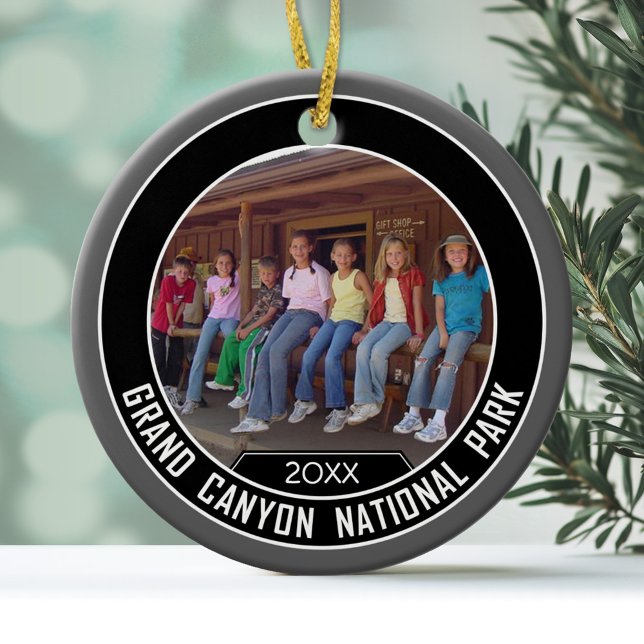 Grand Canyon PHOTO FRAME Souvenir Ceramic Tree Decoration (double sided souvenir ornament - add your photo)