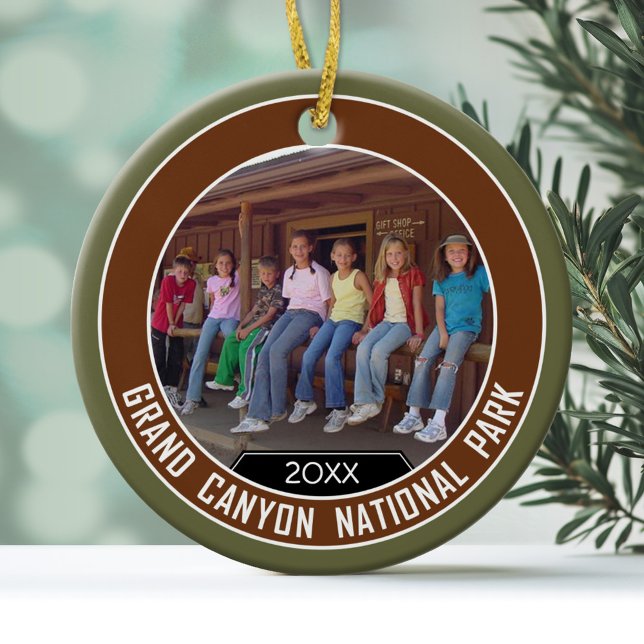 Grand Canyon PHOTO FRAME Souvenir Ceramic Tree Decoration (Personalized Christmas Photo Ornament)