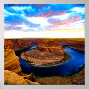 Grand Canyon Red Rocks and Blue Water Beautiful Poster