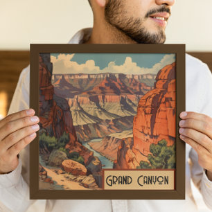 Grand Canyon Retro Travel Design Canvas Print