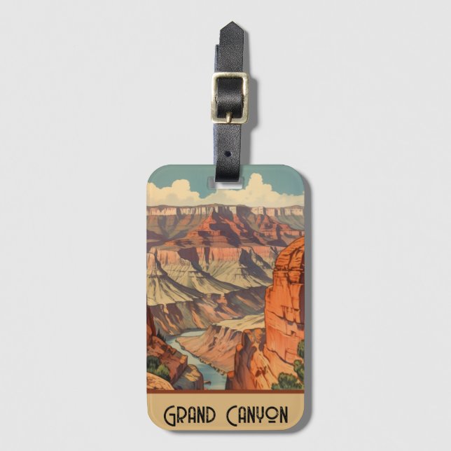 Grand Canyon Retro Travel Design Luggage Tag (Front Vertical)