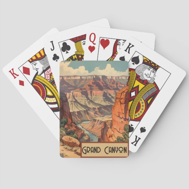 Grand Canyon Retro Travel Design Playing Cards (Back)