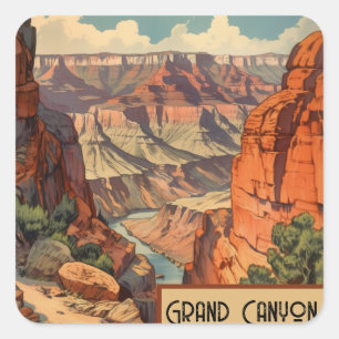 Grand Canyon Retro Travel Design Square Sticker