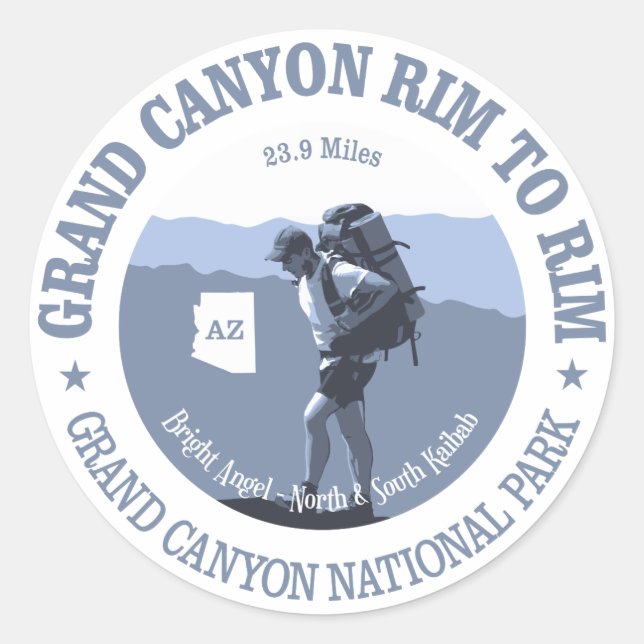 Grand Canyon Rim to Rim Trail (BG) Classic Round Sticker (Front)