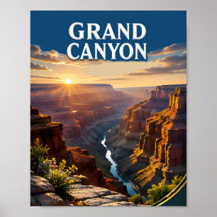 Grand Canyon South Rim Sunset Travel Poster