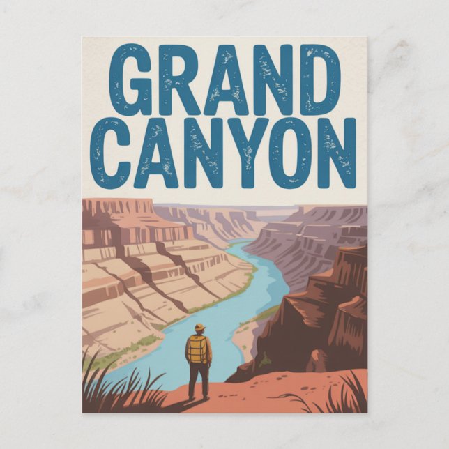 Grand Canyon USA Vintage National Park Hiker Postcard (Front)