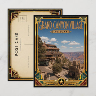 Grand Canyon Village Arizona Vintage Art Deco Postcard