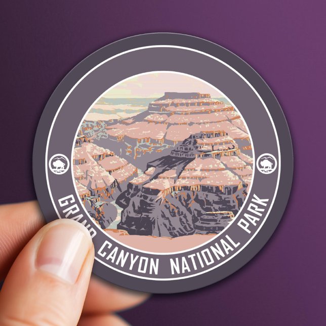 Grand Canyon Vintage Poster Design Classic Round Sticker (National Park Sticker)