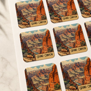 Grand Canyon Vintage Southwest Landscape Square Sticker