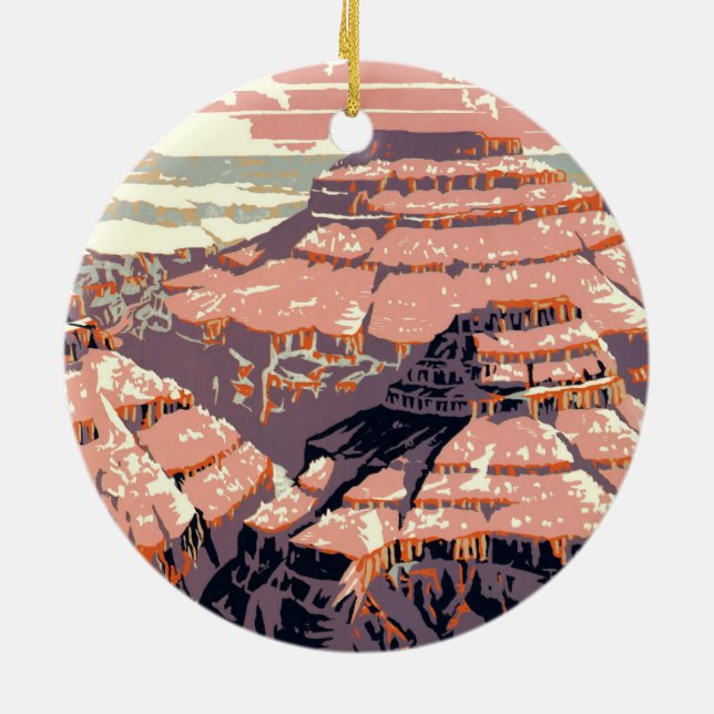 Grand Canyon Western Graphic Art American Ceramic Tree Decoration (Back)