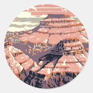 Grand Canyon Western Graphic Art American Classic Round Sticker