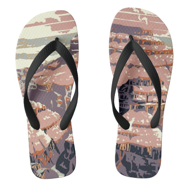 Grand Canyon Western Graphic Art American Flip Flops (Footbed)