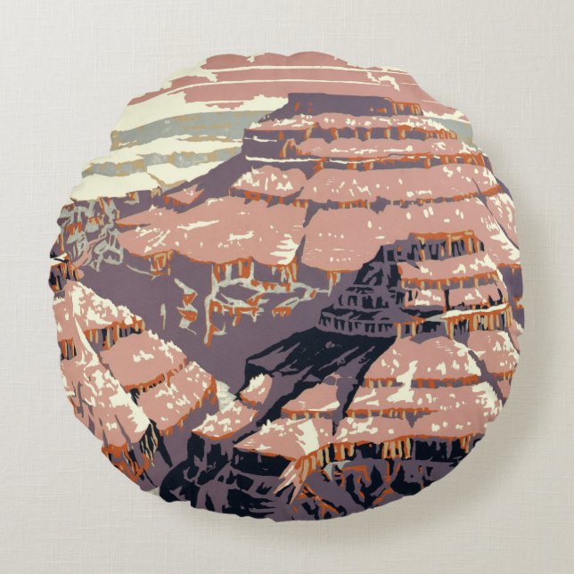 Grand Canyon Western Graphic Art American Round Cushion (Front)