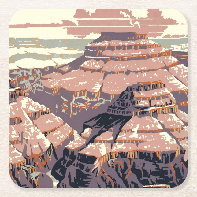 Grand Canyon Western Graphic Art American Square Paper Coaster (Front)