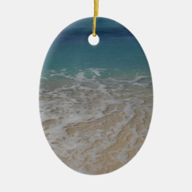 Grand Cayman Island Beach Ceramic Tree Decoration (Front)