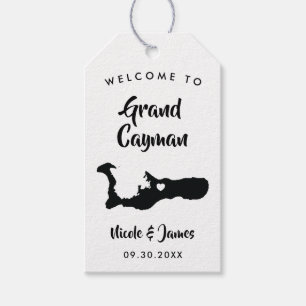 Grand Cayman Island Wedding Welcome Bag Tags, Map Gift Tags