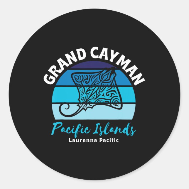 Grand Cayman Pacific Islands Stingray Family Vacat Classic Round Sticker (Front)